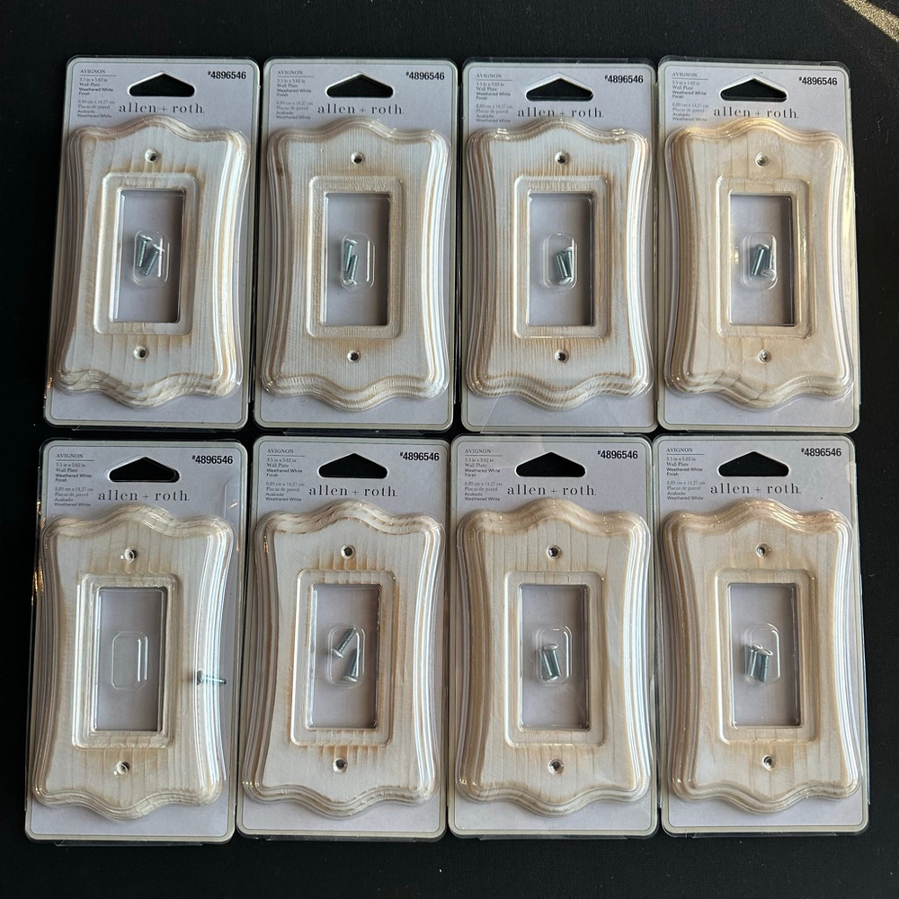 allen + roth Weathered White Wall Plates, 8-Pack